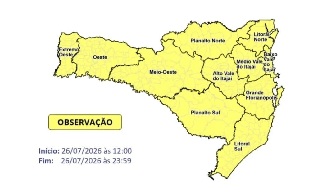 Santa Catarina entra em alerta para temporais após chuvas atingirem 206 cidades no RS