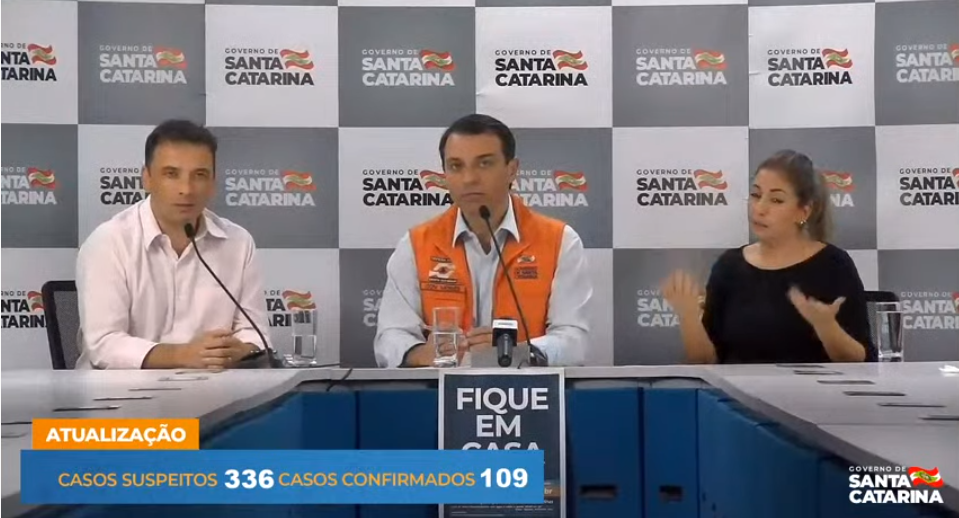 SC tem 109 casos confirmados do novo coronavírus; governo do Estado projeta 700 novos leitos de UTI 