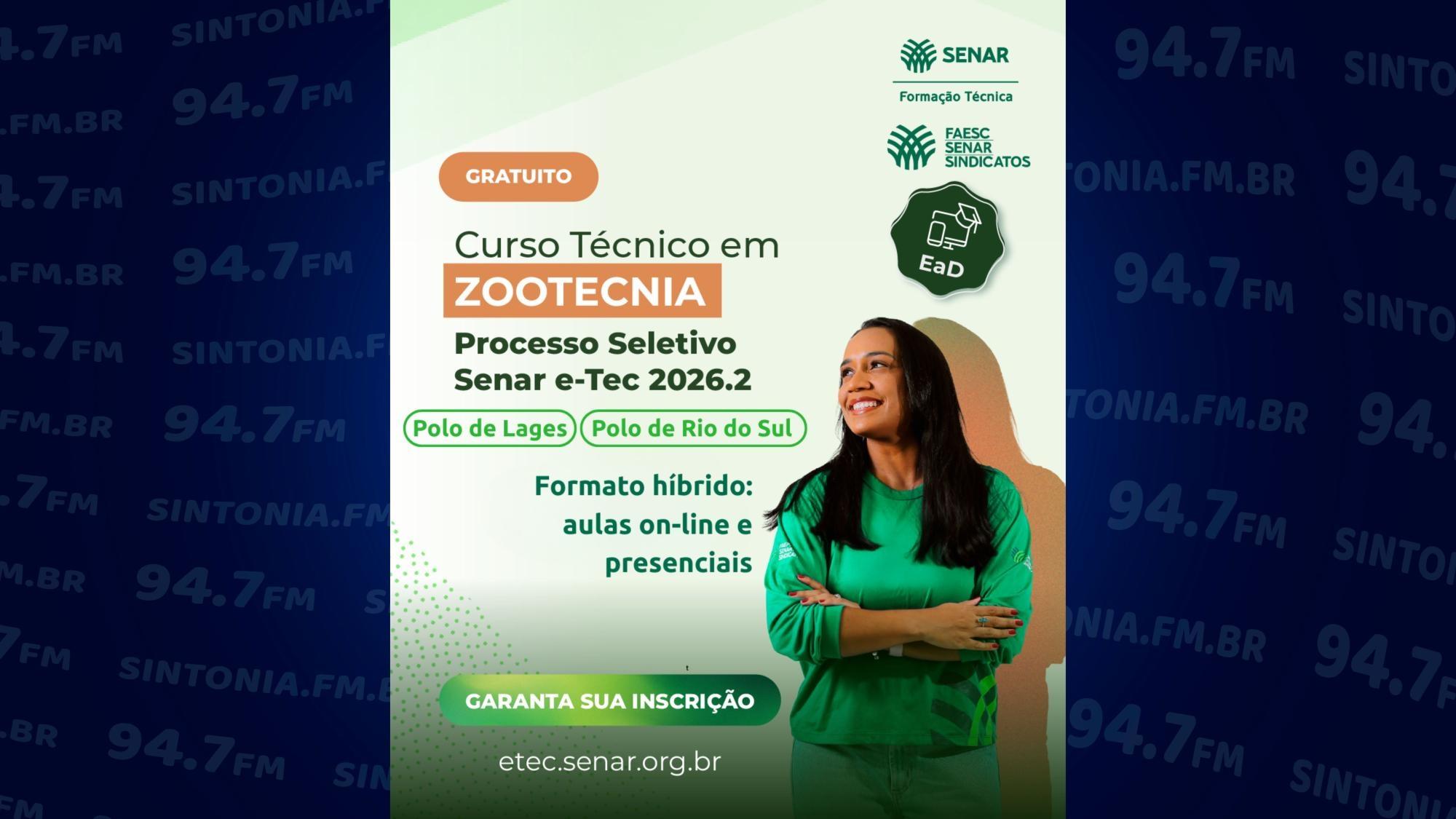 Senar abre inscrições para curso técnico gratuito em Zootecnia em Rio do Sul