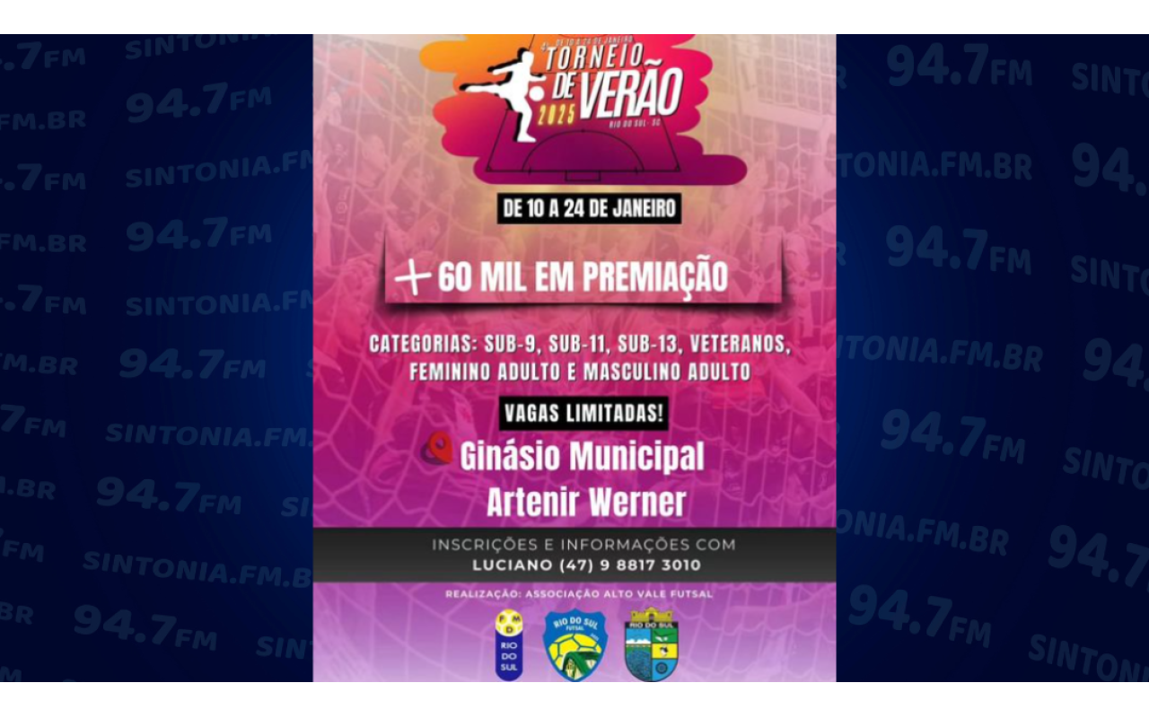 Torneio de Verão em Rio do Sul para 2025 já tem data marcada: de 10 a 24 de janeiro
