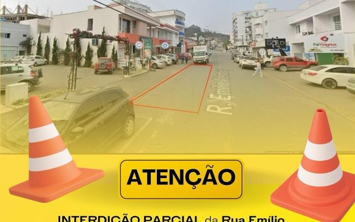 Trânsito será parcialmente interditado na rua Emílio Altemburg em Ituporanga