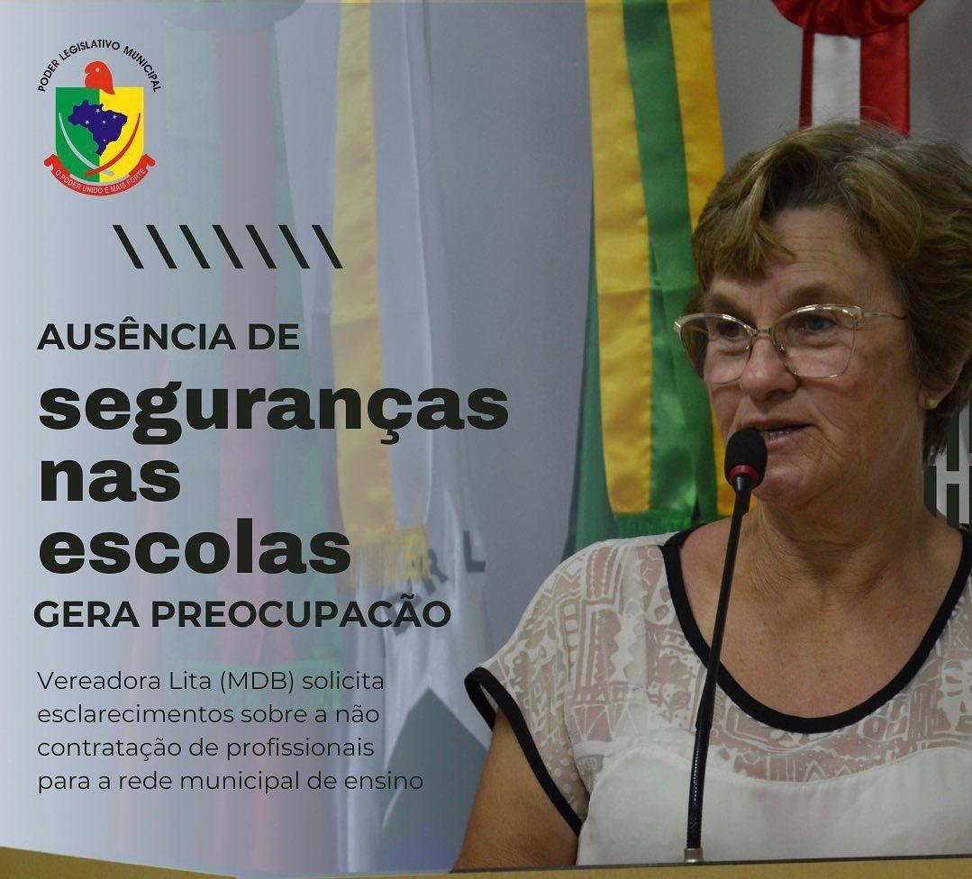 Vereadora Lita cobra segurança nas escolas de Alfredo Wagner